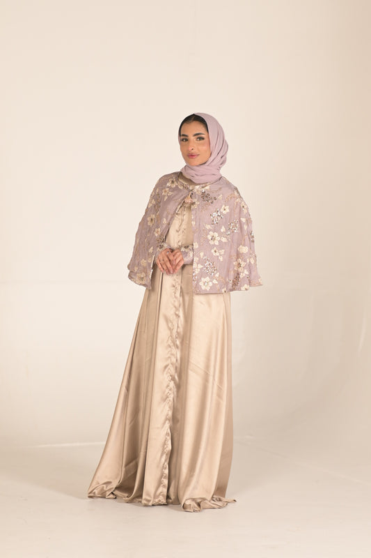Silk And Chiffon Embroidered Abaya